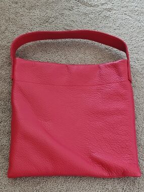 Red Leather Bag - Sleek Everyday Small Tote